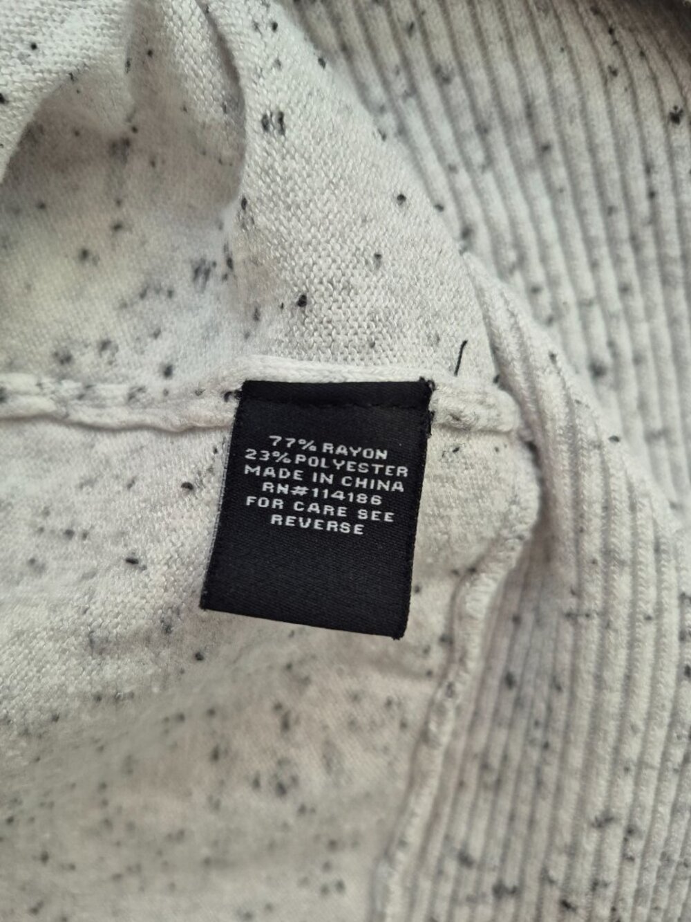 Verve Amí Light Gray Speckled Open‑Front Cardigan – Soft Ribbed Knit – Size M - Picture 4 of 5